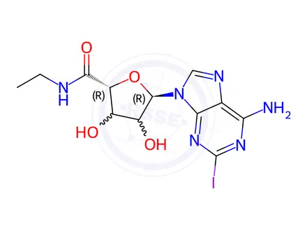 Chemical structure of 2-Iodo-5’-ethylcarboxamido Adenosine