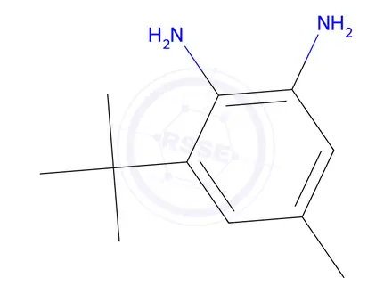 Chemical structure of 1,2-Benzenediamine, 3-(1,1-dimethylethyl)-5-methyl-