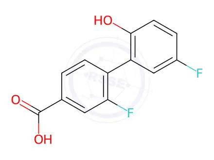 Chemical structure of 3-Fluoro-4-(5-fluoro-2-hydroxyphenyl)benzoic acid
