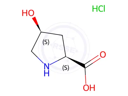 Chemical structure of (2S,4S)-4-Hydroxypyrrolidine-2-carboxylic acid hydrochloride