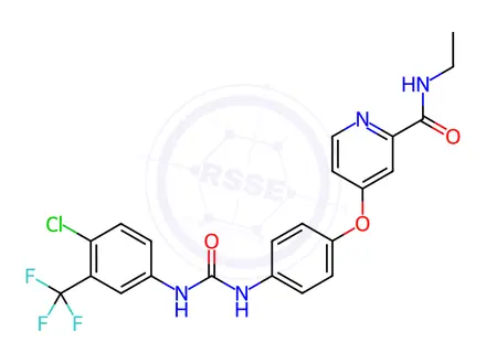 Chemical structure of 4-(4-(3-(4-Chloro-3(trifluoromethyl)phenyl)ureido)phenox yl)-n-ethylpicolinamide