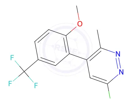 Chemical structure of 6-Chloro-4-(2-methoxy-5-(trifluoromethyl)-phenyl)-3-methylpyridazine