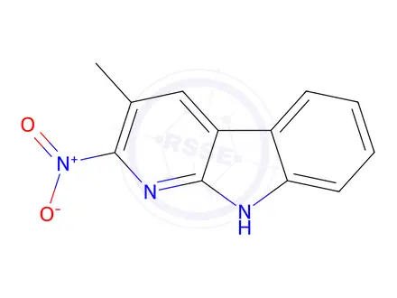 Chemical structure of 2-Nitro-3-methyl-9H-pyrido[2,3-b]indole