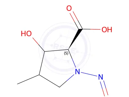 Chemical structure of N-Nitroso-3-hydroxy-4-methyl-L-proline