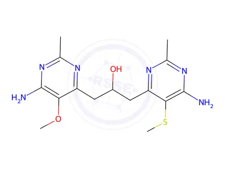 Chemical structure of 1-(6-Amino-2-methyl-5-(methylthio)pyrimidin-4-yl)-3-(6-amino-5-methoxy-2-methylpyrimidin-4-yl)propan-2-ol