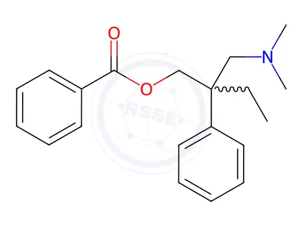 Chemical structure of β-[(Dimethylamino)methyl]-β-ethylphenethyl alcohol benzoate