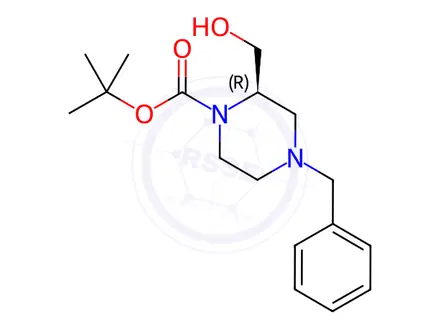 Chemical structure of Tert-butyl (R)-4-benzyl-2-(hydroxymethyl)piperazine-1-carboxylate