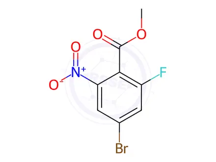 Chemical structure of Benzoic acid, 4-bromo-2-fluoro-6-nitro-, methyl ester