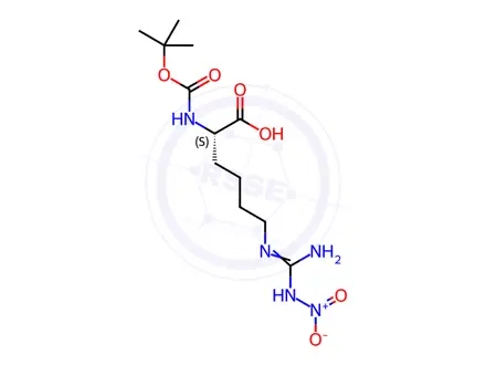 Chemical structure of (2S)-6-[[Amino(nitramido)methylidene]amino]-2-[(2-methylpropan-2-yl)oxycarbonylamino]hexanoic acid