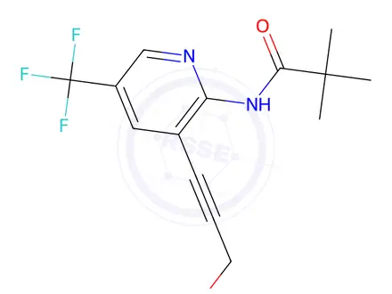 Chemical structure of N-(3-(3-Hydroxyprop-1-yn-1-yl)-5-(trifluoromethyl)pyridin-2-yl)pivalamide