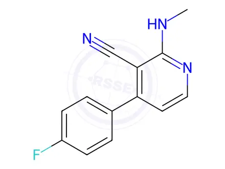Chemical structure of 4-(4-Fluorophenyl)-2-(methylamino)pyridine-3-carbonitrile