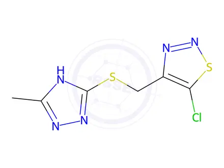 Chemical structure of 5-Chloro-4-(((5-methyl-4h-1,2,4-triazol-3-yl)thio)methyl)-1,2,3-thiadiazole