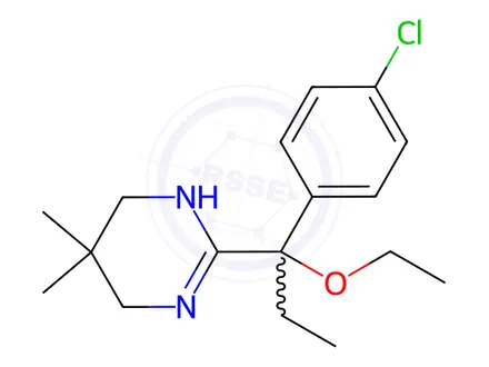 Chemical structure of 3,4,5,6-Tetrahydro-2-(4-chloro-α-ethoxy-α-ethylbenzyl)-5,5-dimethylpyrimidine