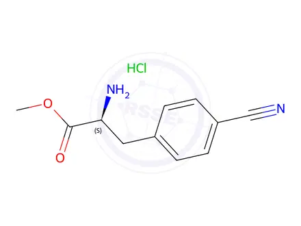 Chemical structure of L-(S)-4-Cyanophenylalanine, methyl ester HCl