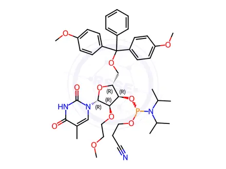 Chemical structure of Phosphoramidites Impurity 7 (DMT-2'-O-MOE-T-CE-Phosphoramidite)