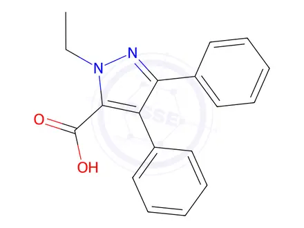 Chemical structure of 1-ethyl-3,4-diphenyl-1H-pyrazol-5-carboxylic acid