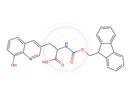 Chemical structure of alpha-[[(9H-Fluoren-9-ylmethoxy)carbonyl]amino]-8-hydroxy-3-quinolinepropanoic Acid
