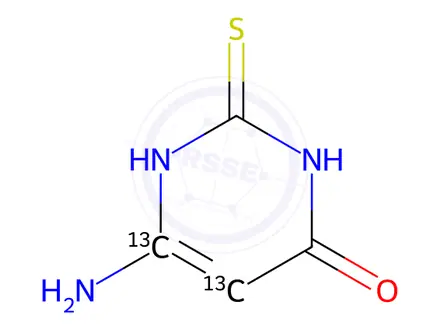Chemical structure of 6-Amino-2-thiouracil-13C2