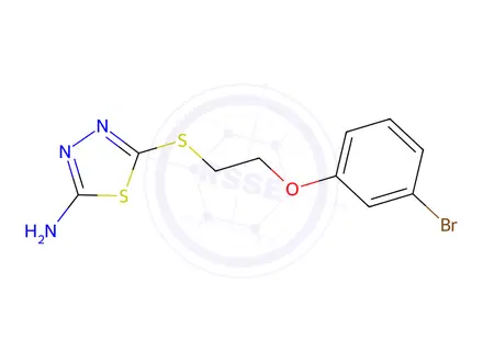Chemical structure of 5-((2-(3-Bromophenoxy)ethyl)thio)-1,3,4-thiadiazol-2-amine