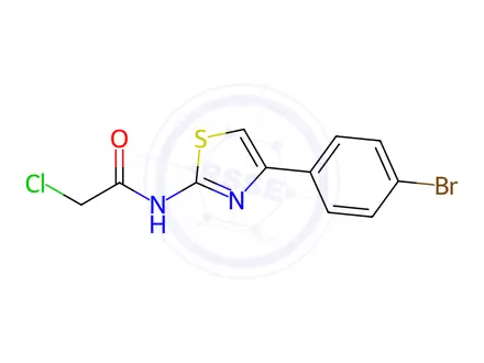 Chemical structure of N-(4-(4-bromophenyl)thiazol-2-yl)-2-chloroacetamide