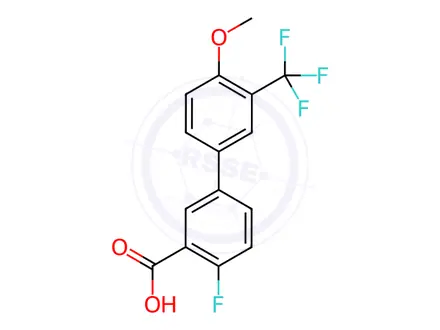 Chemical structure of 2-Fluoro-5-(4-methoxy-3-trifluoromethylphenyl)benzoic acid