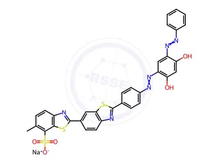 Chemical structure of sodium 2'-[4-[[2,4-dihydroxy-5-(phenylazo)phenyl]azo]phenyl]-6-methyl[2,6'-bibenzothiazole]-7-sulphonate
