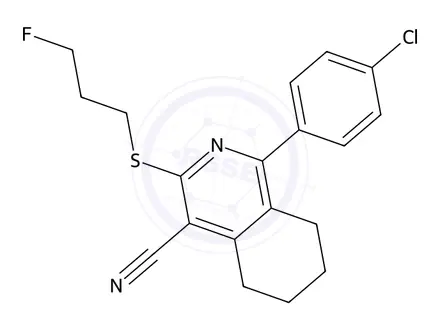 Chemical structure of 1-(4-Chlorophenyl)-3-((3-fluoropropyl)thio)-5,6,7,8-tetrahydroisoquinoline-4-carbonitrile