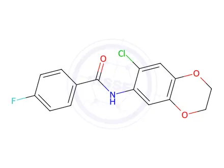 Chemical structure of N-(7-Chloro-2,3-dihydro-1,4-benzodioxin-6-yl)-4-fluorobenzamide