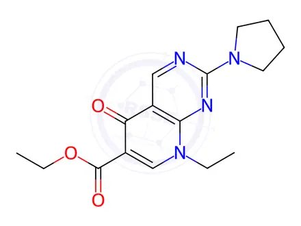 Chemical structure of ethyl 8-ethyl-5,8-dihydro-5-oxo-2-(pyrrolidinyl)pyrido[2,3-d]pyrimidine-6-carboxylate