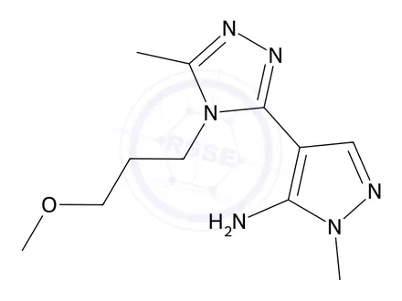 Chemical structure of 4-(4-(3-Methoxypropyl)-5-methyl-4H-1,2,4-triazol-3-yl)-1-methyl-1H-pyrazol-5-amine