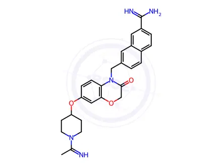 Chemical structure of 2-NaphthalenecarboxiMidaMide, 7-[[2,3-dihydro-7-[[1-(1-iMinoethyl)-4-piperidinyl]oxy]-3-oxo-4H-1,4-benzoxazin-4-yl]Methyl]-