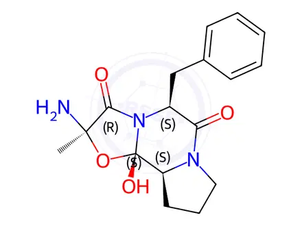 Chemical structure of (2R,5S,10aS,10bS)-2-amino-5-benzyl-10b-hydroxy-2-methyltetrahydro-2H-oxazolo[3,2-a]pyrrolo[2,1-c]pyrazine-3,6(5H,10bH)-dione