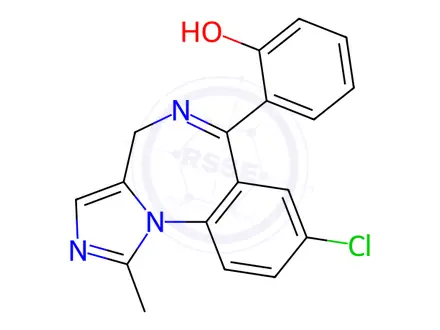 Chemical structure of 6-(8-Chloro-1-methyl-4,5-dihydro-6H-benzo[f]imidazo[1,5-a][1,4]diazepin-6-ylidene)cyclohexa-2,4-dien-1-one