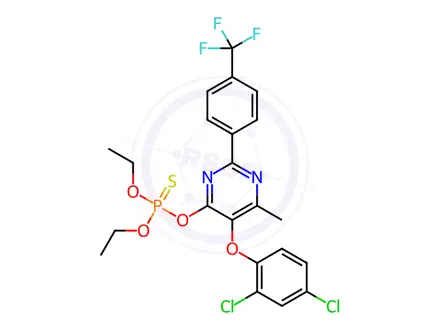 Chemical structure of O-{5-(2,4-dichlorophenoxy)-6-methyl-2-[4-(trifluoromethyl)phenyl]pyrimidin-4-yl} O,O-diethyl phosphothioate
