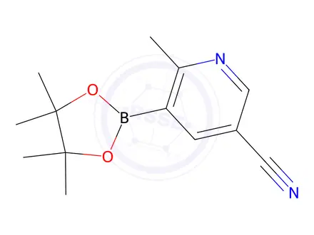 Chemical structure of 6-Methyl-5-(4,4,5,5-tetramethyl-1,3,2-dioxaborolan-2-yl)nicotinonitrile