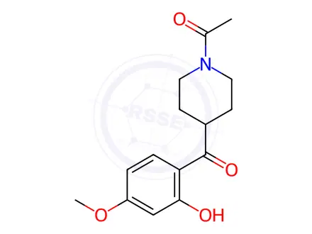 Chemical structure of 4-(N-Acetyl)piperidinyl 2-(5-Methoxy)phenol Ketone