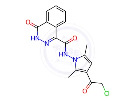 Chemical structure of N-(3-(2-chloroacetyl)-2,5-dimethyl-1H-pyrrol-1-yl)-4-oxo-3,4-dihydrophthalazine-1-carboxamide