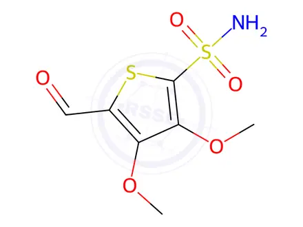 Chemical structure of 5-formyl-3,4-dimethoxythiophene-2-sulfonamide