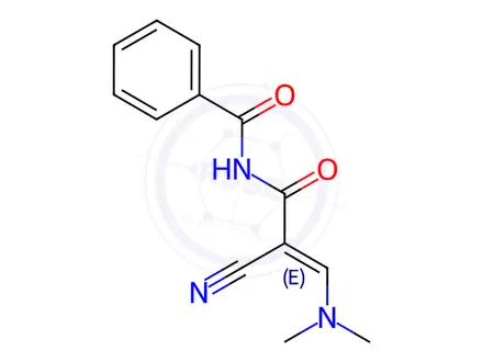 Chemical structure of N-[(2E)-2-Cyano-2-[(dimethylamino)methylidene]acetyl]benzamide