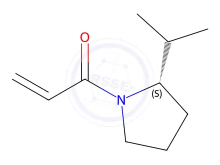 Chemical structure of Pyrrolidine, 2-(1-methylethyl)-1-(1-oxo-2-propenyl)-, (S)-(9CI)