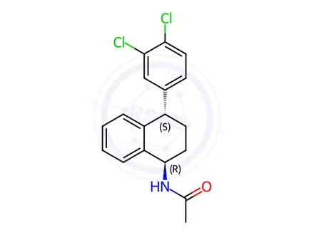 Chemical structure of N-[(1R,4S)-4-(3,4-Dichlorophenyl)-1,2,3,4-tetrahydro-1-naphthalenyl]acetamide