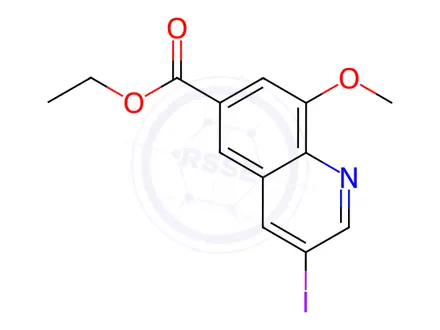 Chemical structure of Ethyl 3-iodo-8-methoxyquinoline-6-carboxylate