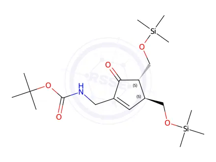 Chemical structure of tert-Butyl (((3S,4S)-5-oxo-3,4-bis(((trimethylsilyl)oxy)methyl)cyclopent-1-en-1-yl)methyl)carbamate