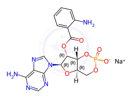 Chemical structure of ADENOSINE 3',5'-CYCLIC MONOPHOSPHATE, 2'-O-ANTHRANILOYL-, SODIUM SALT