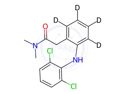 Chemical structure of 2-[(2,6-Dichlorophenyl)amino]-N,N-dimethylbenzeneacetamide-d4