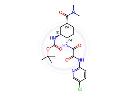Chemical structure of tert-Butyl ((1S,2S,5S)-2-(2-((5-chloropyridin-2-yl)amino)-2-oxoacetamido)-5-(dimethylcarbamoyl)cyclohexyl)carbamate