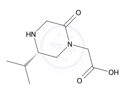 Chemical structure of (S)-2-(5-Isopropyl-2-oxopiperazin-1-yl)acetic acid