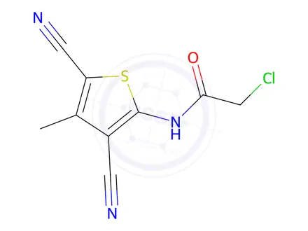 Chemical structure of 2-Chloro-N-(3,5-dicyano-4-methylthiophen-2-yl)acetamide
