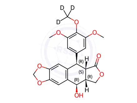 Chemical structure of Podophyllotoxin Impurity 9-d3