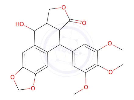 Chemical structure of 5,8,8a,9-Tetrahydro-9-hydroxy-5-(3,4,5-trimethoxyphenyl)furo[3′,4′:6,7]naphtho[2,3-d]-1,3-dioxol-6(5aH)-one